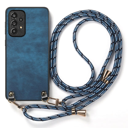For Samsung Galaxy S25 Ultra 5G Vintage Leather PC Back Cover Phone Case with Crossbody Strap(Blue) by buy2fix