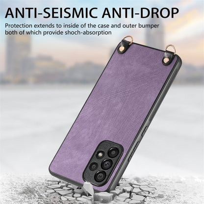 For Samsung Galaxy S25 Ultra 5G Vintage Leather PC Back Cover Phone Case with Crossbody Strap(Purple) by buy2fix