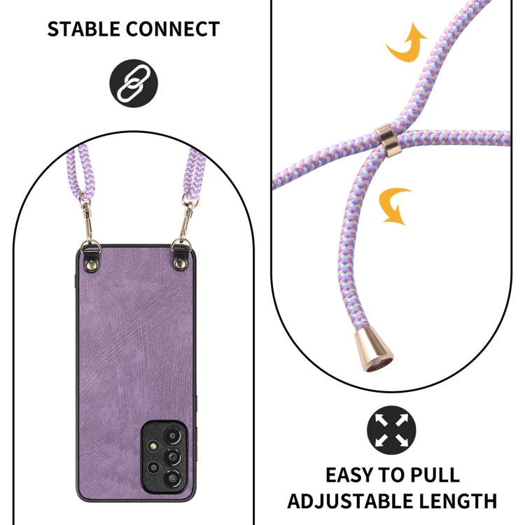 For Samsung Galaxy S25 Ultra 5G Vintage Leather PC Back Cover Phone Case with Crossbody Strap(Purple) by buy2fix