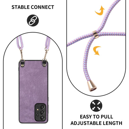 For Samsung Galaxy S25 Ultra 5G Vintage Leather PC Back Cover Phone Case with Crossbody Strap(Purple) by buy2fix