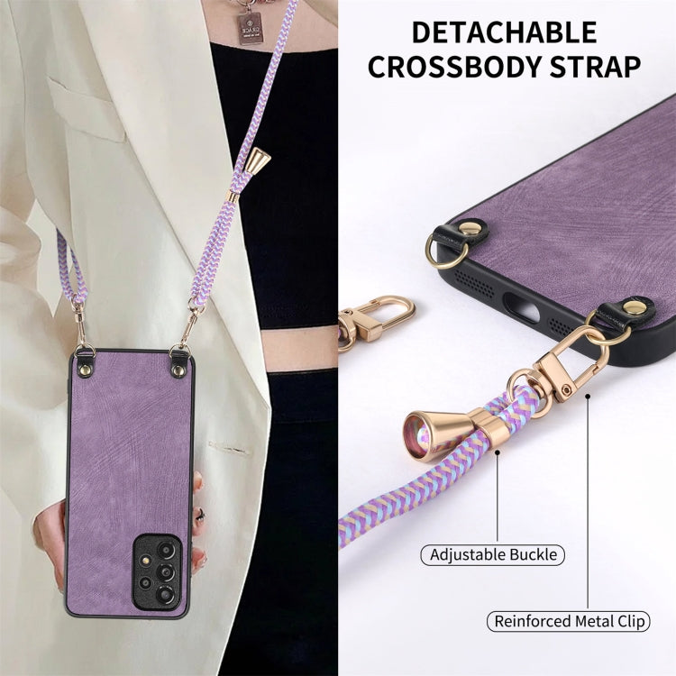 For Samsung Galaxy S25 Ultra 5G Vintage Leather PC Back Cover Phone Case with Crossbody Strap(Purple) by buy2fix