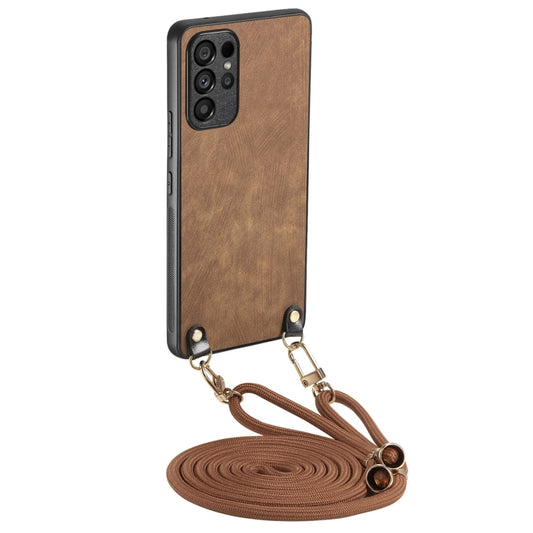 For Samsung Galaxy S25 Ultra 5G Vintage Leather PC Back Cover Phone Case with Crossbody Strap(Brown) by buy2fix