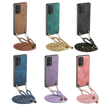 For Samsung Galaxy S25 5G Vintage Leather PC Back Cover Phone Case with Crossbody Strap(Blue) by buy2fix