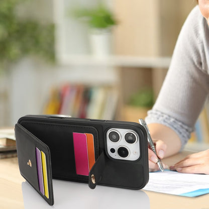 For iPhone 12 Crossbody Skin Card Bag Lanyard Phone Case(Black) - iPhone 12 / 12 Pro Cases by buy2fix | Online Shopping UK | buy2fix