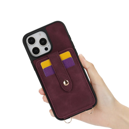 For iPhone 12 Pro Crossbody Skin Card Bag Lanyard Phone Case(Red) - iPhone 12 / 12 Pro Cases by buy2fix | Online Shopping UK | buy2fix