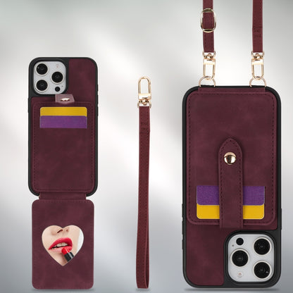 For iPhone 12 Pro Crossbody Skin Card Bag Lanyard Phone Case(Red) - iPhone 12 / 12 Pro Cases by buy2fix | Online Shopping UK | buy2fix