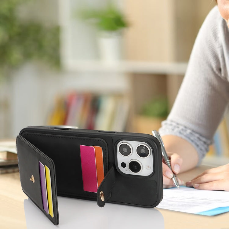 For iPhone 12 Pro Crossbody Skin Card Bag Lanyard Phone Case(Black) - iPhone 12 / 12 Pro Cases by buy2fix | Online Shopping UK | buy2fix