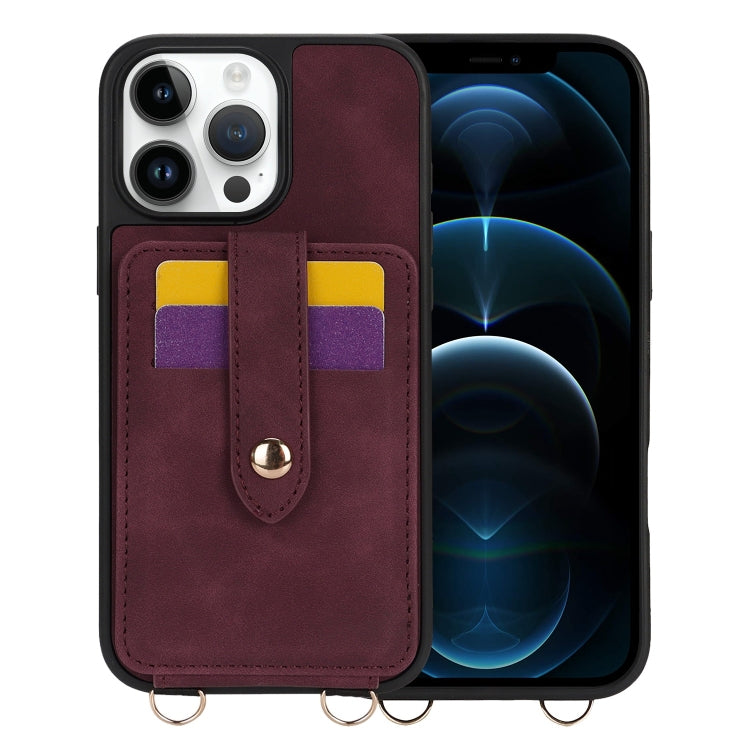 For iPhone 12 Pro Max Crossbody Skin Card Bag Lanyard Phone Case(Red) - iPhone 12 Pro Max Cases by buy2fix | Online Shopping UK | buy2fix