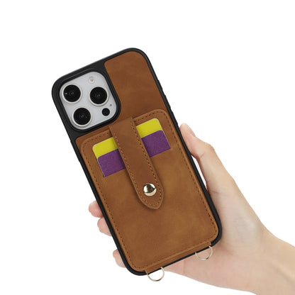 For iPhone 13 Crossbody Skin Card Bag Lanyard Phone Case(Brown) - iPhone 13 Cases by buy2fix | Online Shopping UK | buy2fix
