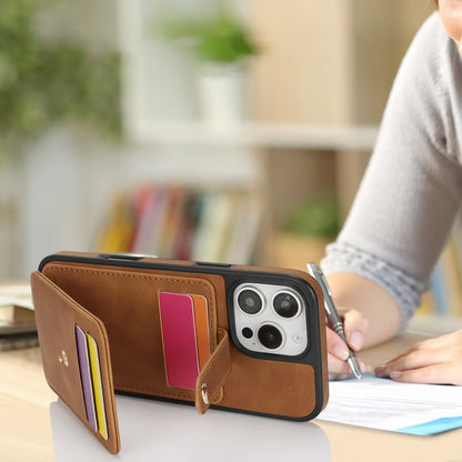 For iPhone 13 Crossbody Skin Card Bag Lanyard Phone Case(Brown) - iPhone 13 Cases by buy2fix | Online Shopping UK | buy2fix