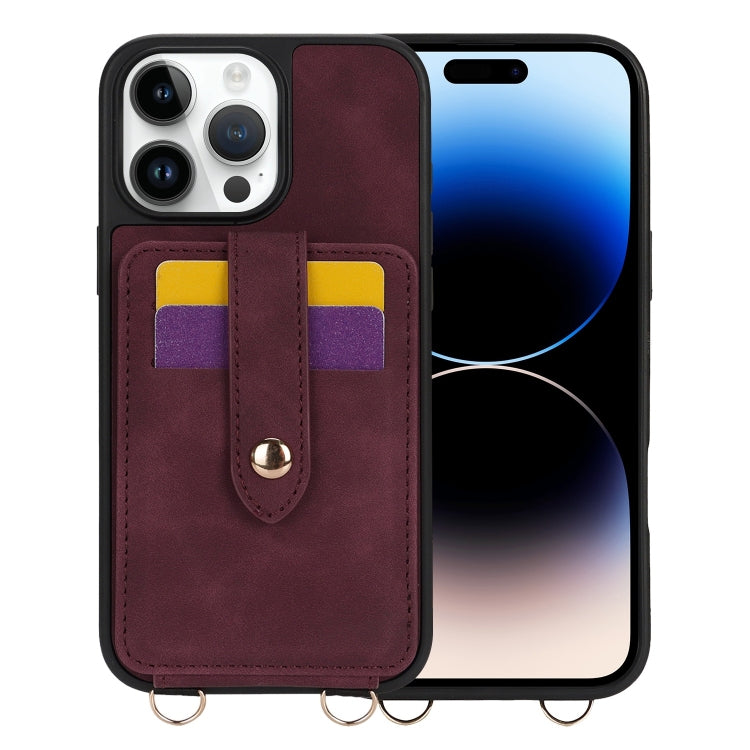 For iPhone 14 Pro Crossbody Skin Card Bag Lanyard Phone Case(Red) - iPhone 14 Pro Cases by buy2fix | Online Shopping UK | buy2fix