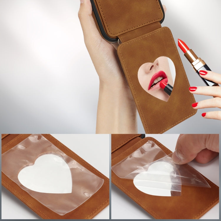 For iPhone 14 Pro Crossbody Skin Card Bag Lanyard Phone Case(Brown) - iPhone 14 Pro Cases by buy2fix | Online Shopping UK | buy2fix