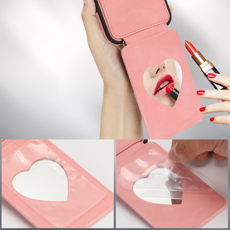 For iPhone 14 Pro Max Crossbody Skin Card Bag Lanyard Phone Case(Pink) - iPhone 14 Pro Max Cases by buy2fix | Online Shopping UK | buy2fix