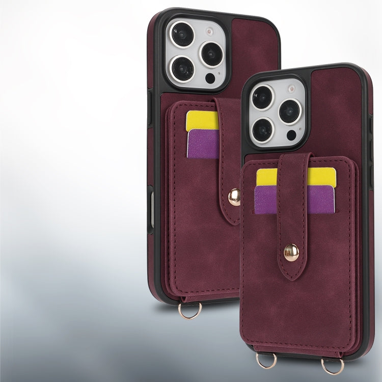 For iPhone 15 Plus Crossbody Skin Card Bag Lanyard Phone Case(Red) - iPhone 15 Plus Cases by buy2fix | Online Shopping UK | buy2fix