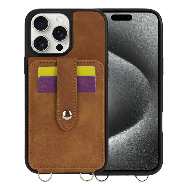 For iPhone 15 Pro Crossbody Skin Card Bag Lanyard Phone Case(Brown) - iPhone 15 Pro Cases by buy2fix | Online Shopping UK | buy2fix