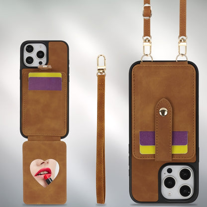 For iPhone 16 Pro Max Crossbody Skin Card Bag Lanyard Phone Case(Brown) - iPhone 16 Pro Max Cases by buy2fix | Online Shopping UK | buy2fix
