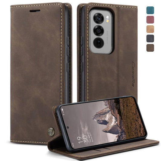 For OPPO Reno12 5G Global CaseMe 013 Multifunctional Horizontal Flip Leather Phone Case(Coffee) by CaseMe