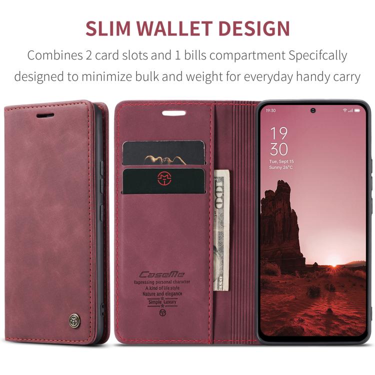 For OPPO Reno12 5G Global CaseMe 013 Multifunctional Horizontal Flip Leather Phone Case(Red) by CaseMe