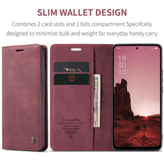 For OPPO Reno12 5G Global CaseMe 013 Multifunctional Horizontal Flip Leather Phone Case(Red) by CaseMe