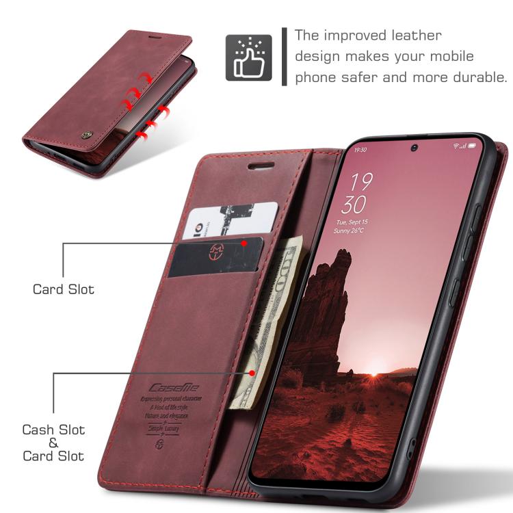 For OPPO Reno12 5G Global CaseMe 013 Multifunctional Horizontal Flip Leather Phone Case(Red) by CaseMe
