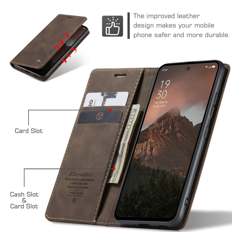 For OPPO Reno12 F /12 FS 5G CaseMe 013 Multifunctional Horizontal Flip Leather Phone Case(Coffee) - Reno12 F Cases by CaseMe | Online Shopping UK | buy2fix