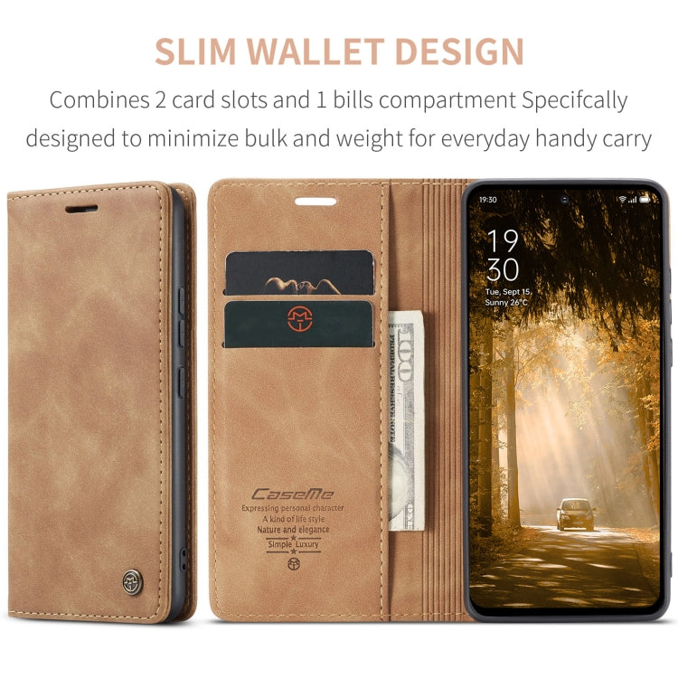 For OPPO Reno12 F /12 FS 5G CaseMe 013 Multifunctional Horizontal Flip Leather Phone Case(Brown) by CaseMe