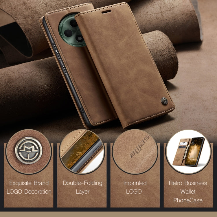 For OPPO Reno12 F /12 FS 5G CaseMe 013 Multifunctional Horizontal Flip Leather Phone Case(Brown) by CaseMe