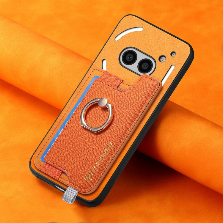 For Nothing CMF Phone 1 Retro Magsafe Cross Leather Ring Holder Card Bag Phone Case(Yellow) - Nothing Cases by buy2fix | Online Shopping UK | buy2fix