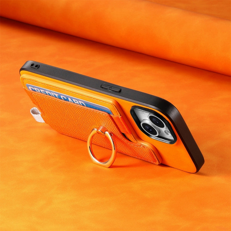 For Nothing CMF Phone 1 Retro Magsafe Cross Leather Ring Holder Card Bag Phone Case(Yellow) - Nothing Cases by buy2fix | Online Shopping UK | buy2fix