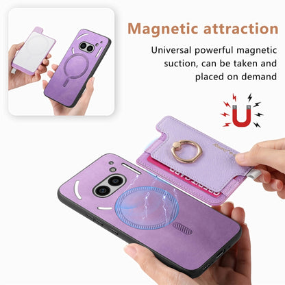 For Nothing CMF Phone 1 Retro Magsafe Cross Leather Ring Holder Card Bag Phone Case(Purple) - Nothing Cases by buy2fix | Online Shopping UK | buy2fix