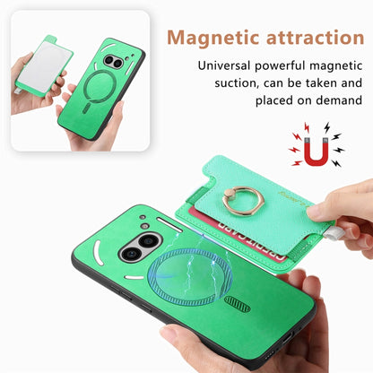 For Nothing CMF Phone 1 Retro Magsafe Cross Leather Ring Holder Card Bag Phone Case(Green) - Nothing Cases by buy2fix | Online Shopping UK | buy2fix