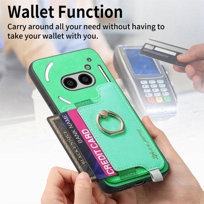 For Nothing CMF Phone 1 Retro Magsafe Cross Leather Ring Holder Card Bag Phone Case(Green) - Nothing Cases by buy2fix | Online Shopping UK | buy2fix