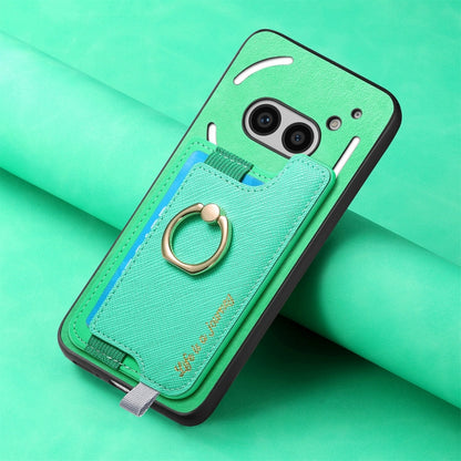 For Nothing CMF Phone 1 Retro Magsafe Cross Leather Ring Holder Card Bag Phone Case(Green) - Nothing Cases by buy2fix | Online Shopping UK | buy2fix
