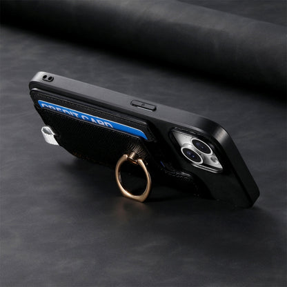 For Nothing CMF Phone 1 Retro Magsafe Cross Leather Ring Holder Card Bag Phone Case(Black) - Nothing Cases by buy2fix | Online Shopping UK | buy2fix