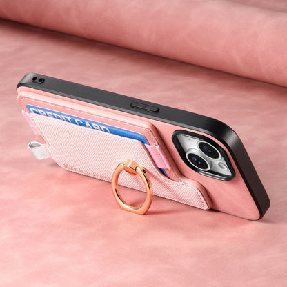 For Motorola Moto G Play 2024 4G Retro Magsafe Cross Leather Ring Holder Card Bag Phone Case(Pink) by buy2fix