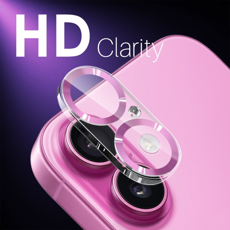 For iPhone 16 / 16 Plus NORTHJO Camera Lens Protector CD Veins 3D Tempered Glass Film(Pink) - iPhone 16 Plus Tempered Glass by NORTHJO | Online Shopping UK | buy2fix