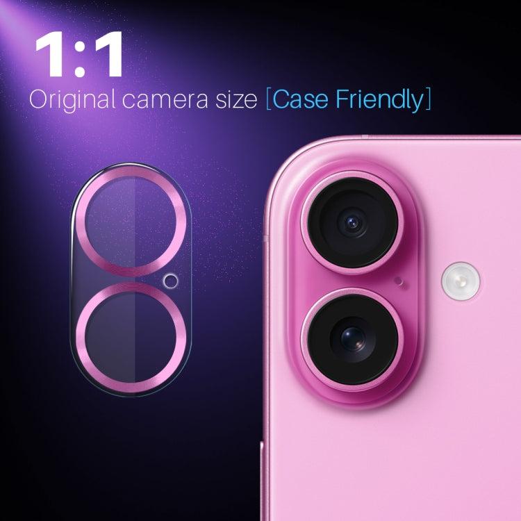 For iPhone 16 / 16 Plus NORTHJO Camera Lens Protector CD Veins 3D Tempered Glass Film(Pink) - iPhone 16 Plus Tempered Glass by NORTHJO | Online Shopping UK | buy2fix