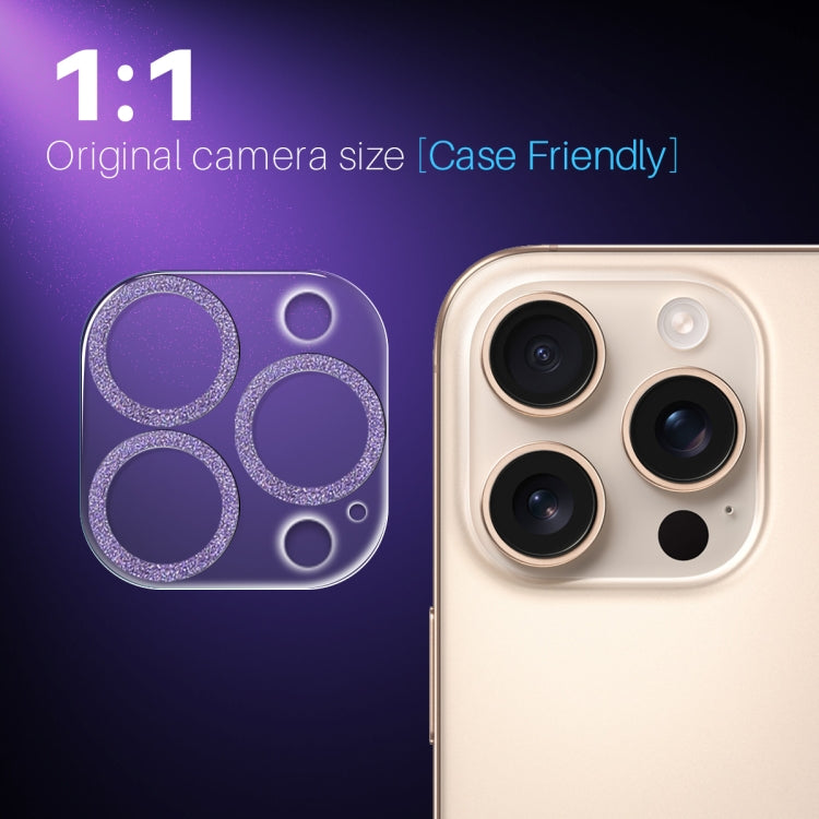 For iPhone 16 Pro / 16 Pro Max NORTHJO Camera Lens Protector Glitter Ring 3D Tempered Glass Film(Purple) - iPhone 16 Pro Max Tempered Glass by NORTHJO | Online Shopping UK | buy2fix