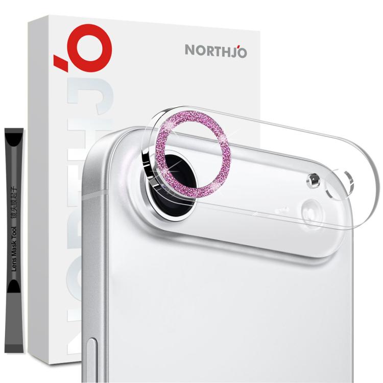 For iPhone Air NORTHJO Camera Lens Protector Glitter Ring 3D Tempered Glass Film(Pink) - iPhone Air Tempered Glass by NORTHJO | Online Shopping UK | buy2fix