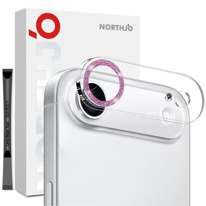 For iPhone Air NORTHJO Camera Lens Protector Glitter Ring 3D Tempered Glass Film(Pink) - iPhone Air Tempered Glass by NORTHJO | Online Shopping UK | buy2fix