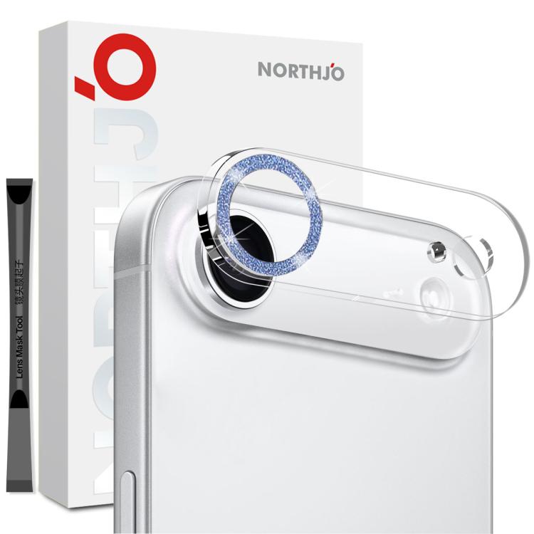 For iPhone Air NORTHJO Camera Lens Protector Glitter Ring 3D Tempered Glass Film(Blue) - iPhone Air Tempered Glass by NORTHJO | Online Shopping UK | buy2fix