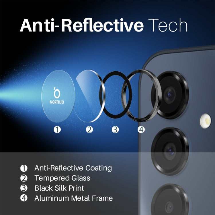 For Samsung Galaxy A16 5G NORTHJO Camera Lens Protector CD Metal Ring Tempered Glass Film(Black) - Galaxy Tempered Glass by NORTHJO | Online Shopping UK | buy2fix