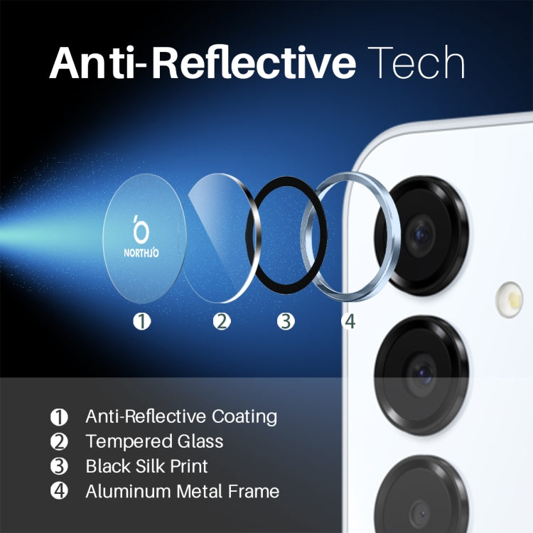 For Samsung Galaxy A16 5G NORTHJO Camera Lens Protector CD Metal Ring Tempered Glass Film(Blue) - Galaxy Tempered Glass by NORTHJO | Online Shopping UK | buy2fix