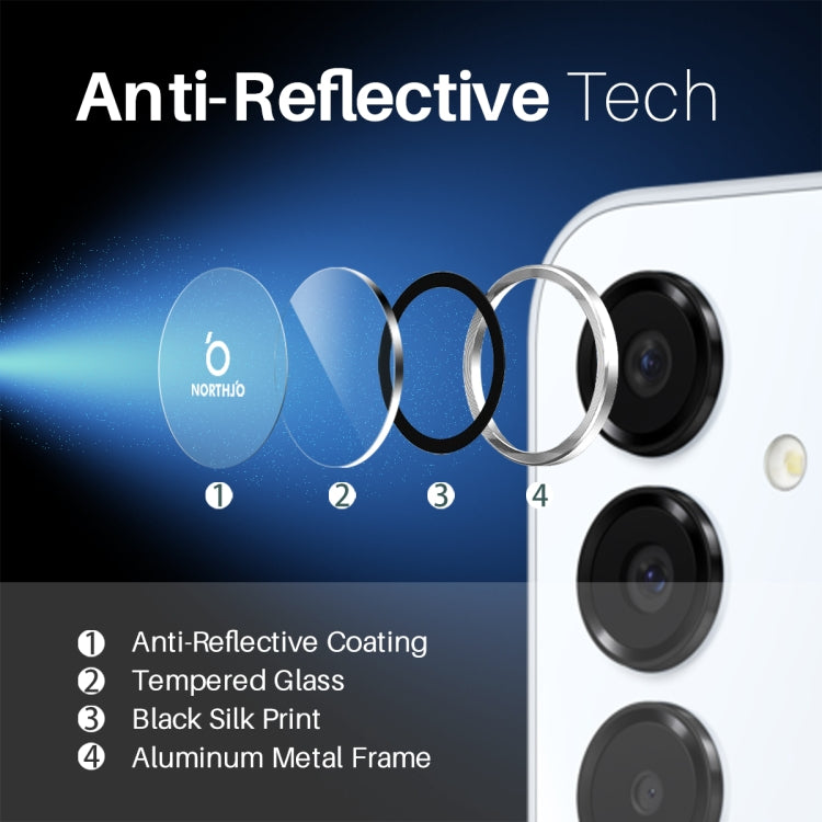 For Samsung Galaxy A16 5G NORTHJO Camera Lens Protector CD Metal Ring Tempered Glass Film(Silver) - Galaxy Tempered Glass by NORTHJO | Online Shopping UK | buy2fix