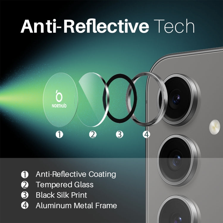 For Samsung Galaxy S24 FE 5G NORTHJO Camera Lens Protector CD Metal Ring Tempered Glass Film(Black) - Galaxy S24 FE 5G Tempered Glass by NORTHJO | Online Shopping UK | buy2fix