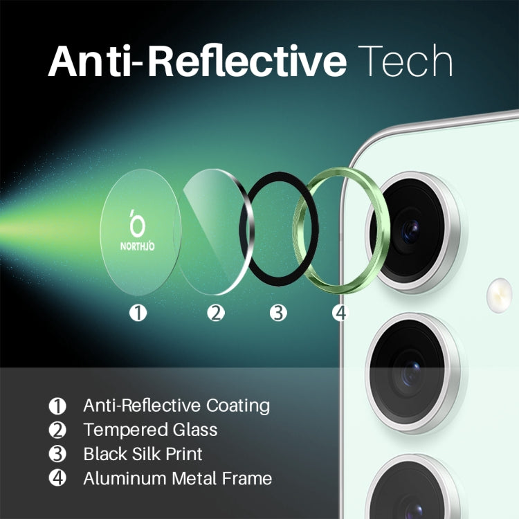 For Samsung Galaxy S24 FE 5G NORTHJO Camera Lens Protector CD Metal Ring Tempered Glass Film(Green) - Galaxy S24 FE 5G Tempered Glass by NORTHJO | Online Shopping UK | buy2fix
