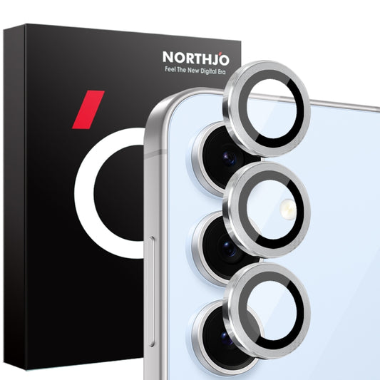 For Samsung Galaxy S24 FE 5G NORTHJO Camera Lens Protector CD Metal Ring Tempered Glass Film(Silver) - Galaxy S24 FE 5G Tempered Glass by NORTHJO | Online Shopping UK | buy2fix