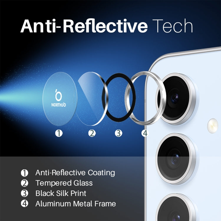 For Samsung Galaxy S24 FE 5G NORTHJO Camera Lens Protector CD Metal Ring Tempered Glass Film(Silver) - Galaxy S24 FE 5G Tempered Glass by NORTHJO | Online Shopping UK | buy2fix