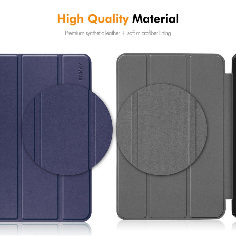 For Samsung Galaxy Tab S10 Ultra / S9 Ultra ENKAY Tri-fold Custer Texture TPU Leather Smart Tablet Case with Pen Slot(Black) by ENKAY