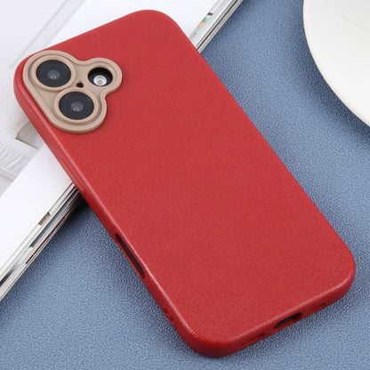 For iPhone 16 Plus Plain Imitation Leather Back Cover Phone Case(Red) - iPhone 16 Plus Cases by buy2fix | Online Shopping UK | buy2fix